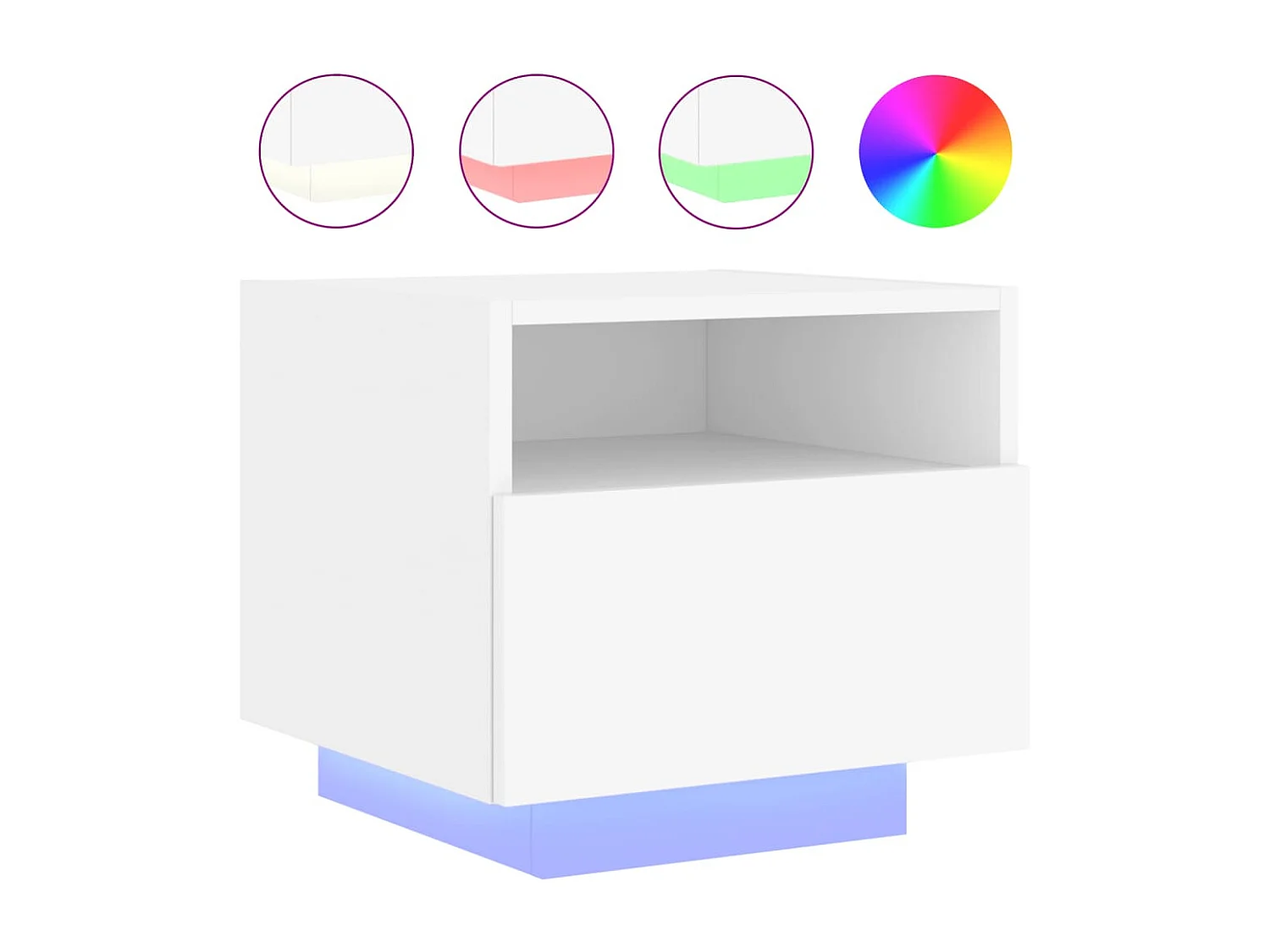 Simo  Armoires de chevet avec lumières LED 2 pcs blanc 40x39x37 cm