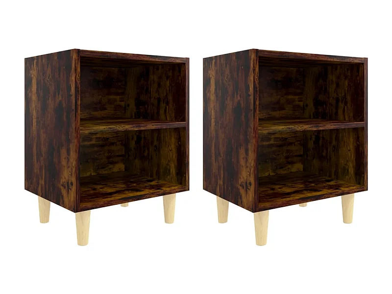 Haugesund  Nachtkastjes 2 st met houten poten 40x30x50 cm gerookt eiken