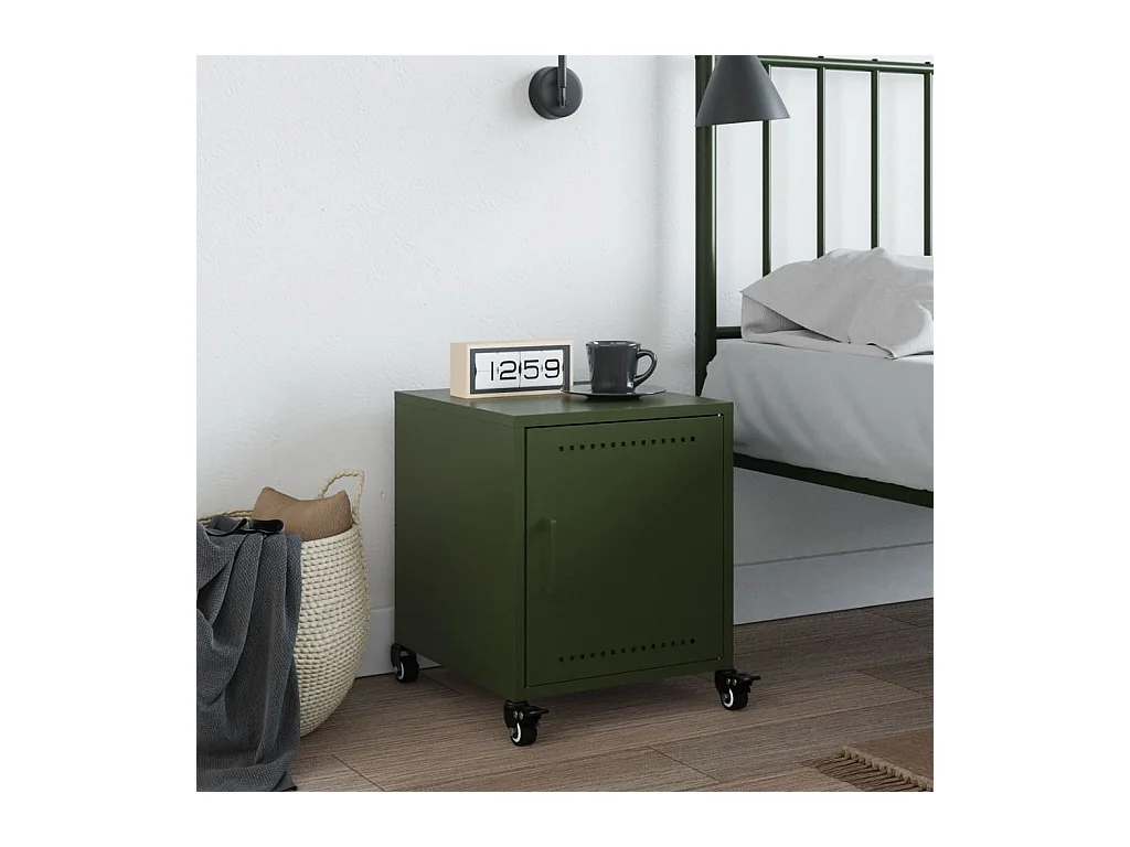 Crestline  Table de chevet vert olive 36x39x43,5 cm acier