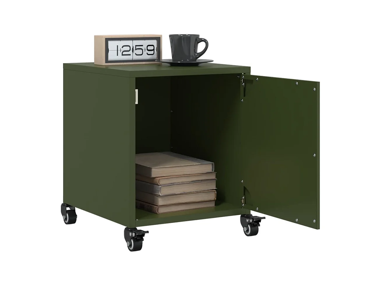 Crestline  Table de chevet vert olive 36x39x43,5 cm acier