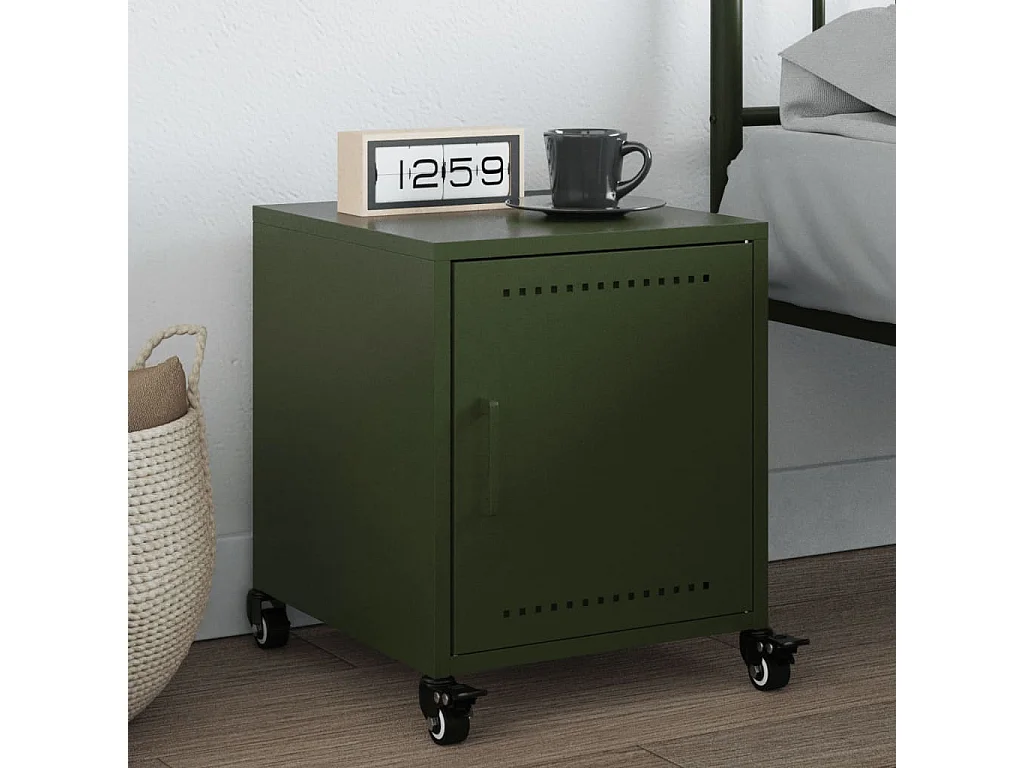 Crestline  Table de chevet vert olive 36x39x43,5 cm acier