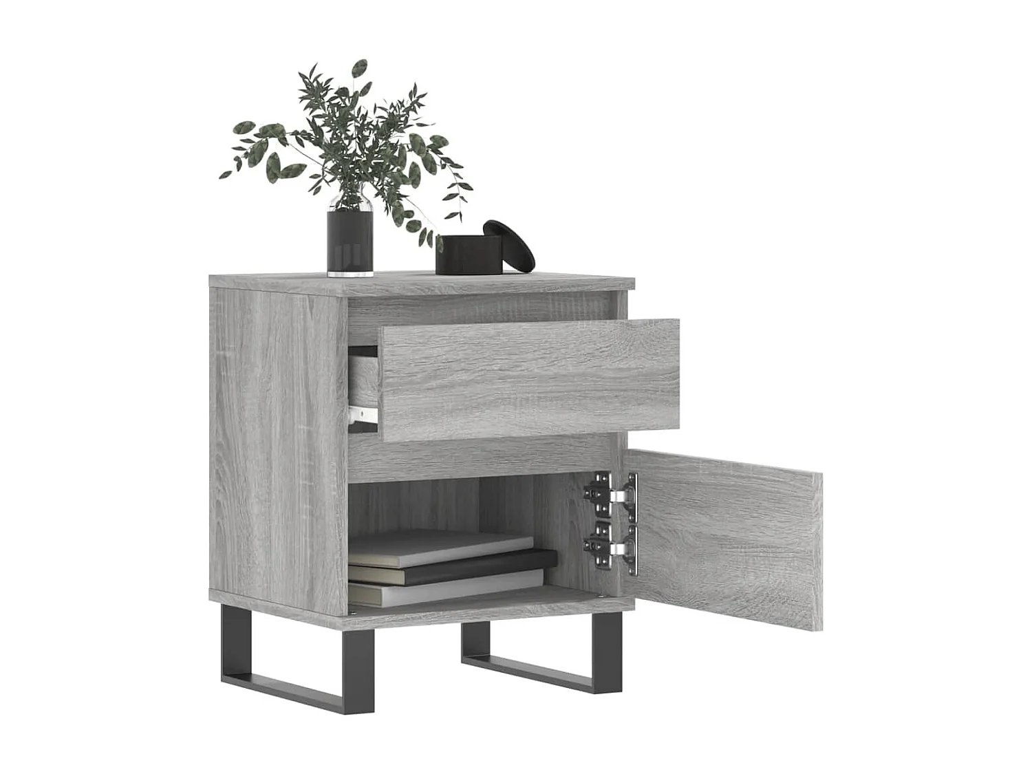 Rinald  Table de chevet sonoma gris 40x35x50 cm bois d’ingénierie