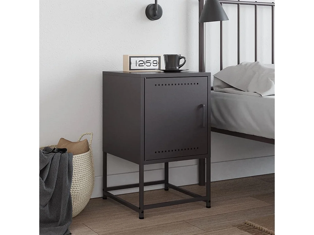 Leandro Maurizio  Table de chevet noir 36x39x60,5 cm acier