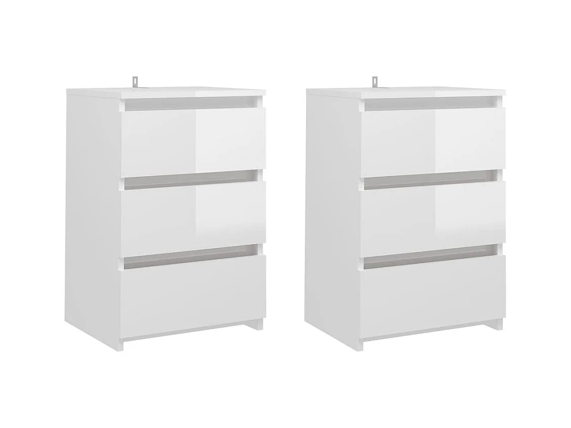Altamonte Springs  Tables de chevet 2 pcs Blanc brillant 40x35x62,5 cm Aggloméré