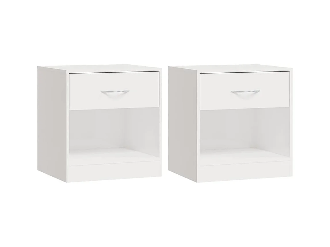 Gralina  Tables de chevet 2 pcs avec tiroir Blanc brillant