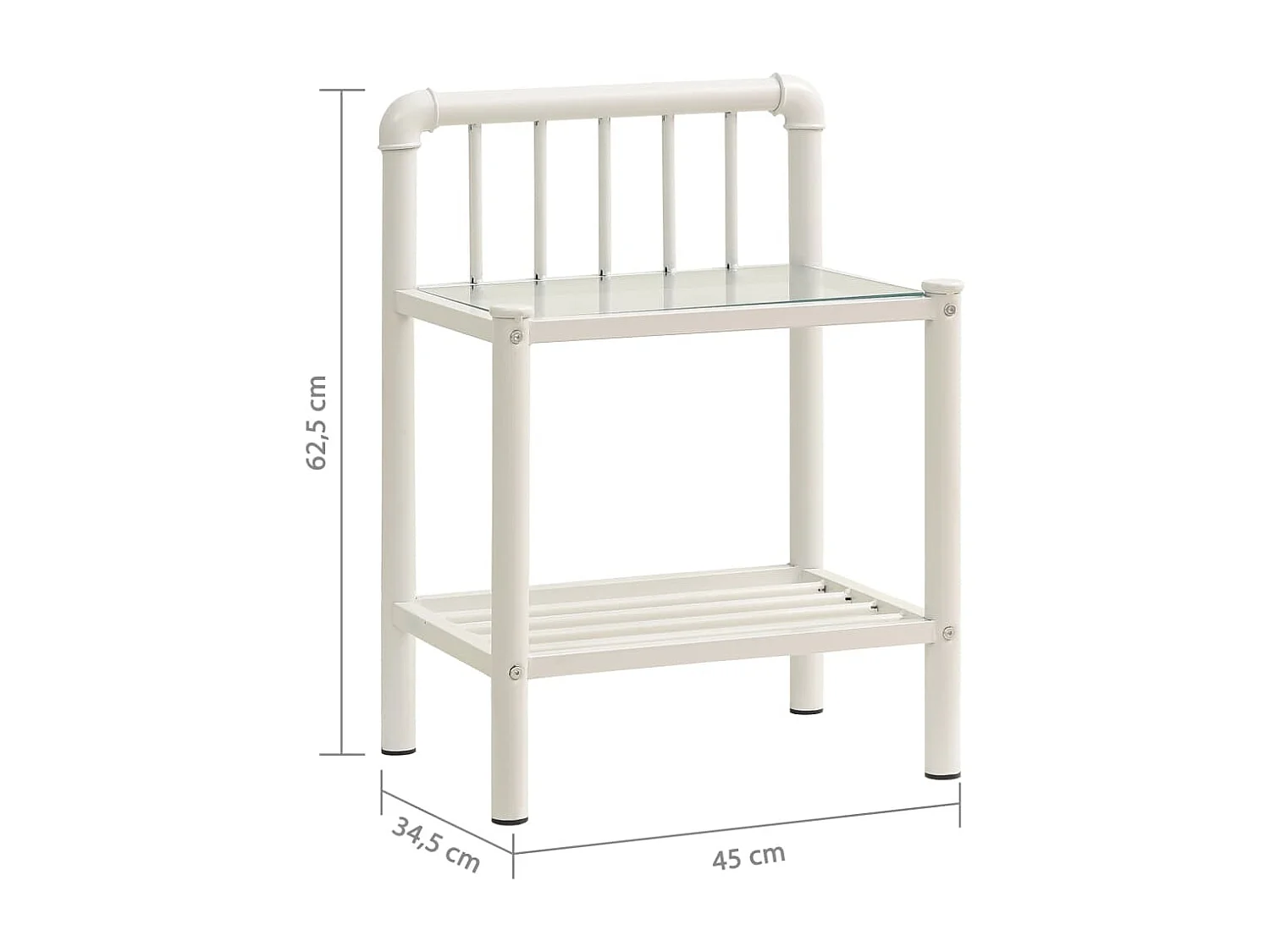 Ivelira  Tables de chevet 2 pcs Blanc et transparent Métal et verre