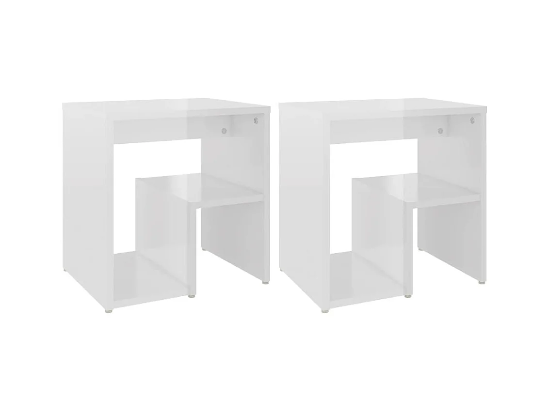 Ouderkerk aan den IJssel  Tables de chevet 2pcs blanc brillant 40x30x40cm bois ingénierie