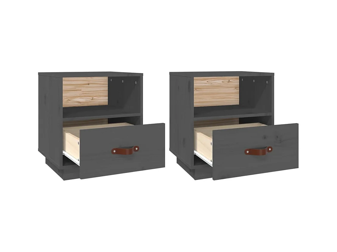 Lydar  Tables de chevet 2 pcs Gris 40x34x45 cm Bois de pin massif