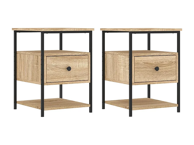 Lysli  Mesitas noche 2 uds madera ingeniería roble Sonoma 40x42x56 cm