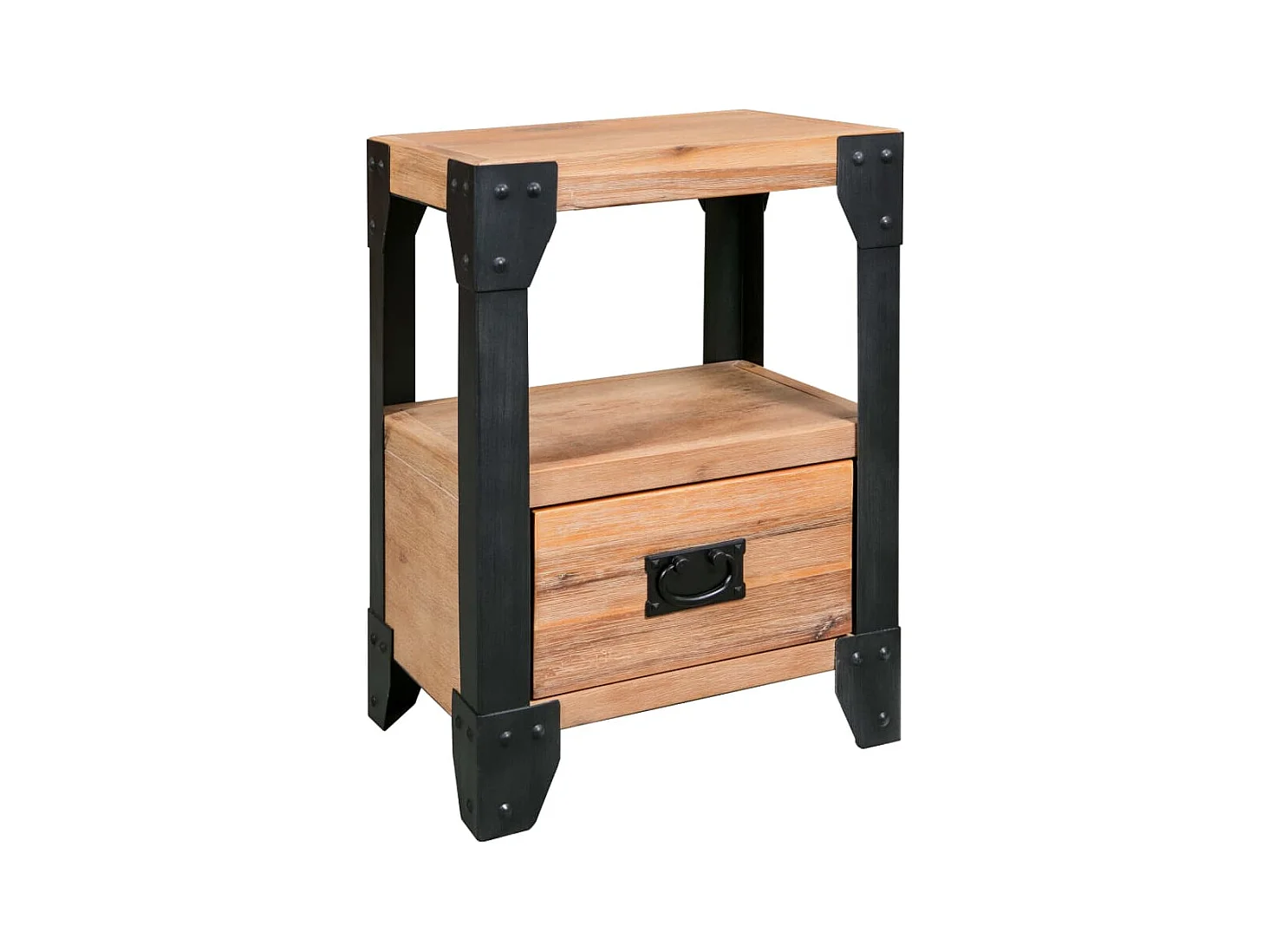 Lynvik  Tables de chevet 2 pcs Bois d'acacia massif Acier 40x30x54 cm