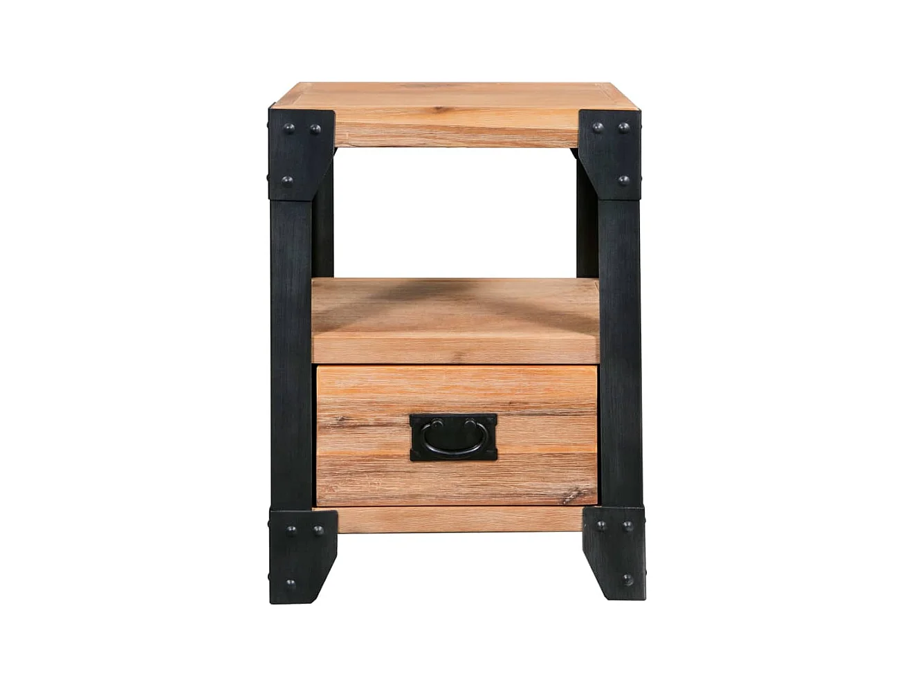 Lynvik  Nachttische 2 Stk. Akazienholz Massiv Stahl 40 x 30 x 54 cm