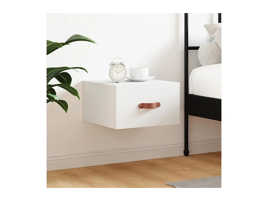 Brackettville  Table de chevet murale blanc 35x35x20 cm