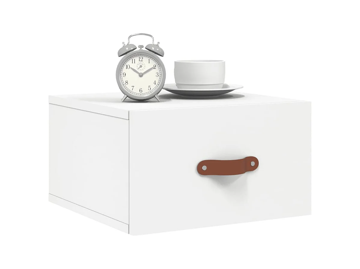 Brackettville  Table de chevet murale blanc 35x35x20 cm