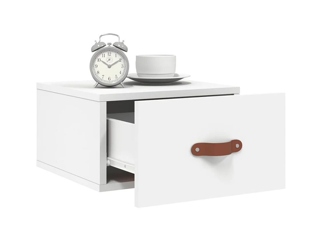 Brackettville  Table de chevet murale blanc 35x35x20 cm