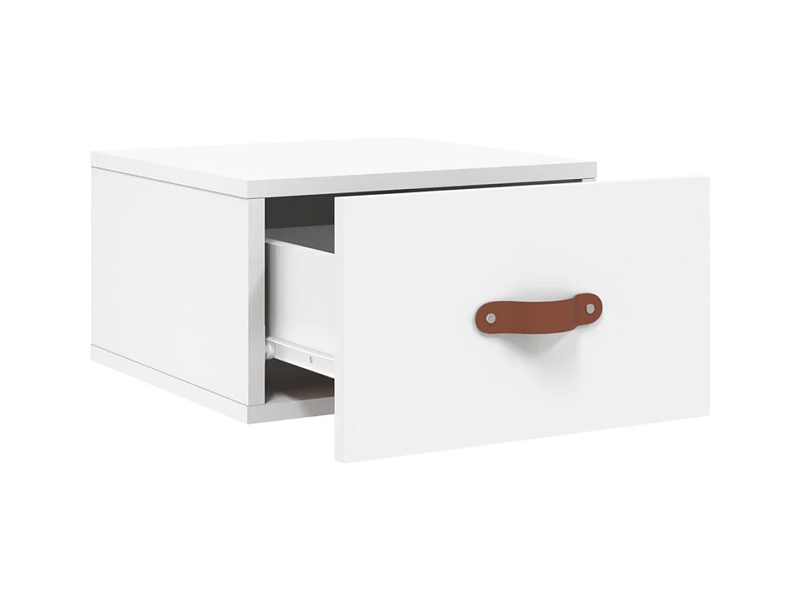 Brackettville  Table de chevet murale blanc 35x35x20 cm