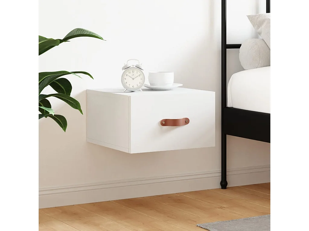 Brackettville  Table de chevet murale blanc 35x35x20 cm