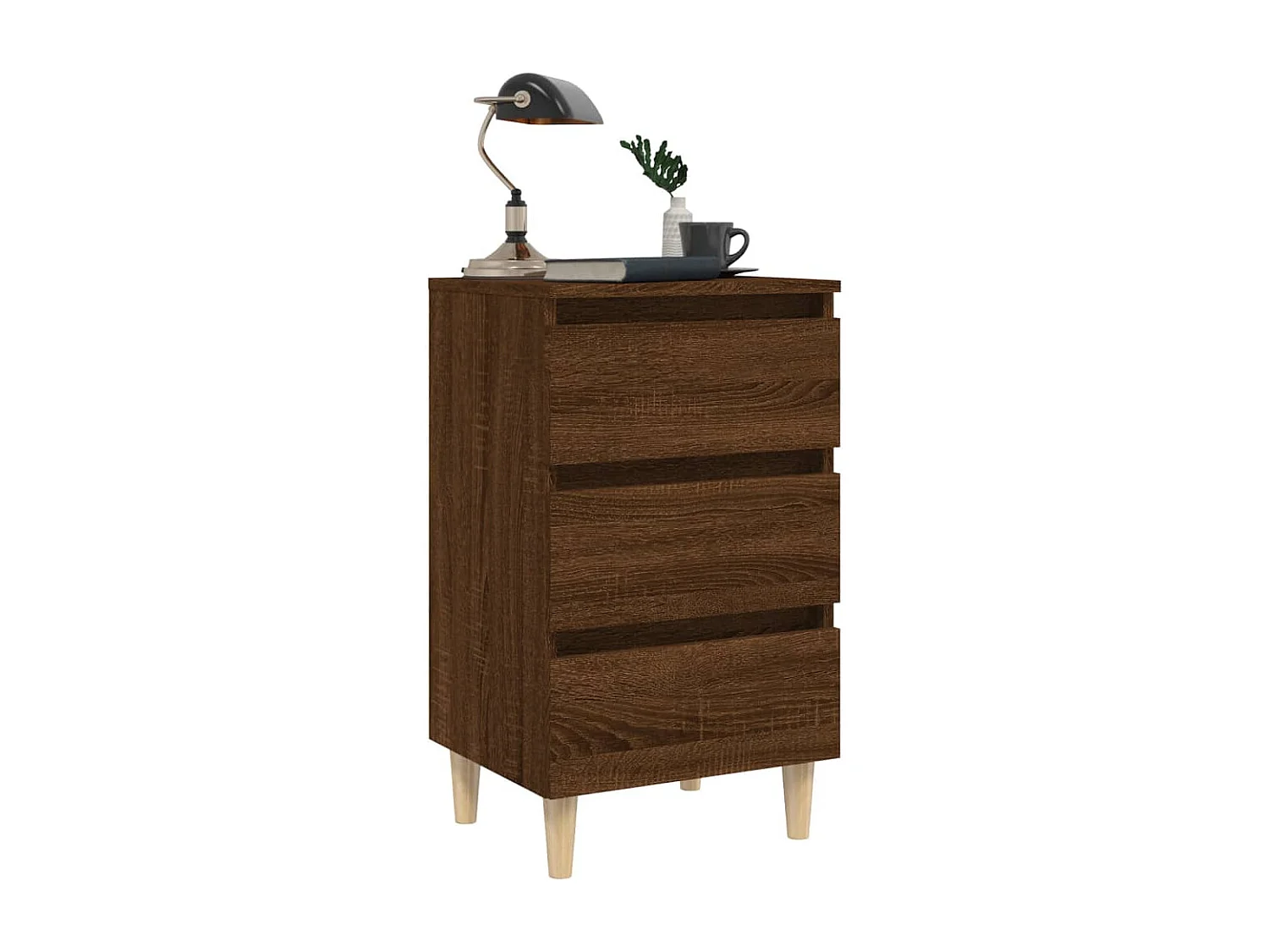 Kendallville  Nachttisch mit Massivholz-Beinen Braun Eichen-Optik 40x35x69 cm