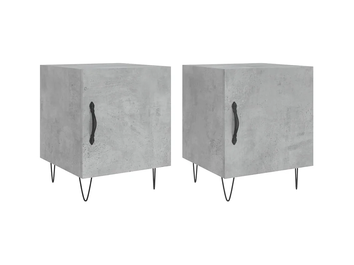Corning  Tables de chevet 2 pcs gris béton 40x40x50 cm bois d’ingénierie