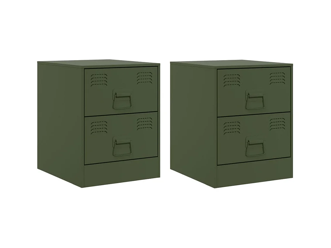 Groton  Tables de chevet 2 pcs vert 34,5x39x44 cm acier