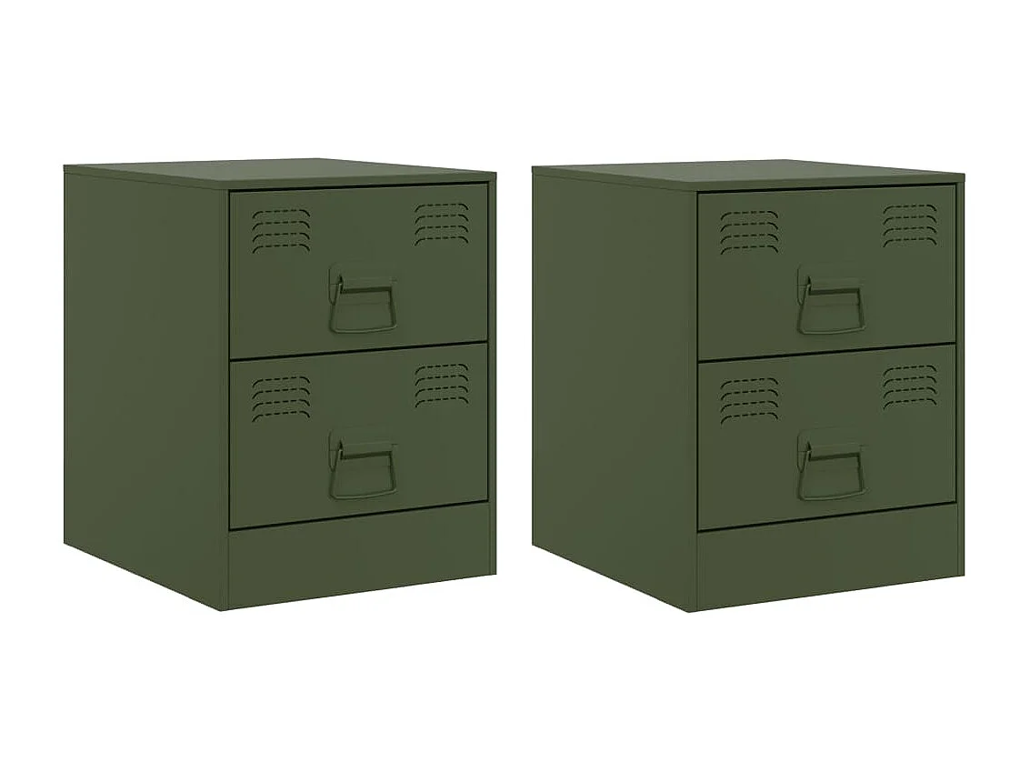 Groton  Tables de chevet 2 pcs vert 34,5x39x44 cm acier