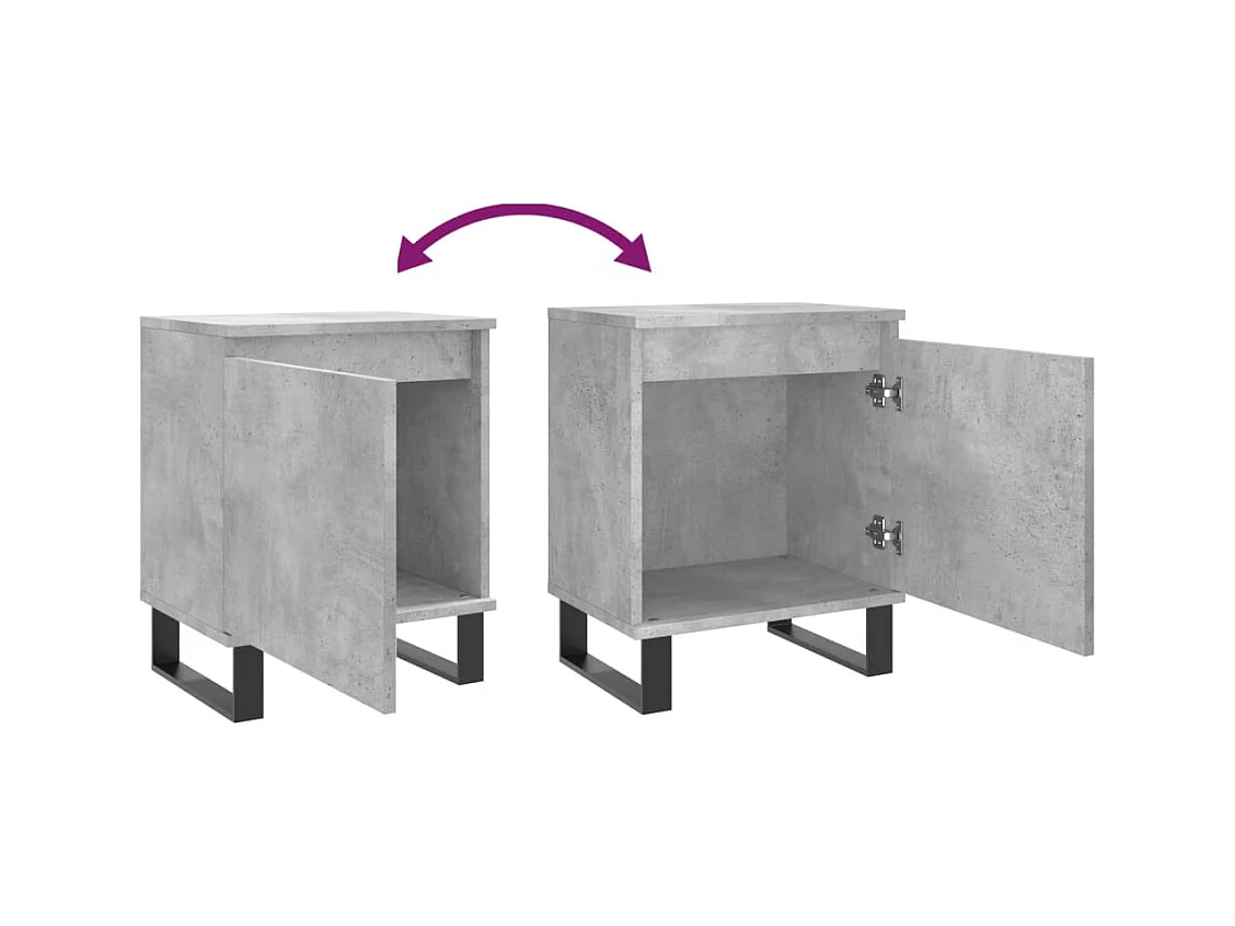 Cydor  Tables de chevet 2 pcs gris béton 40x30x50 cm bois d'ingénierie