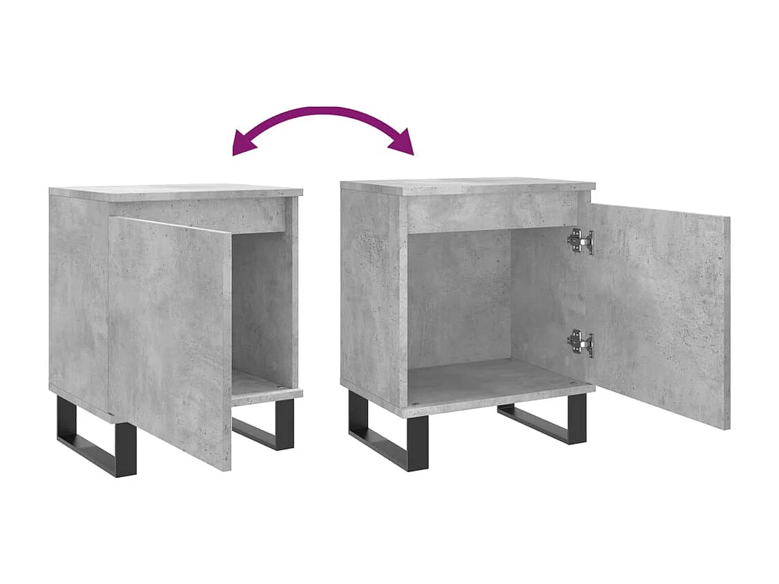 Cydor  Tables de chevet 2 pcs gris béton 40x30x50 cm bois d'ingénierie