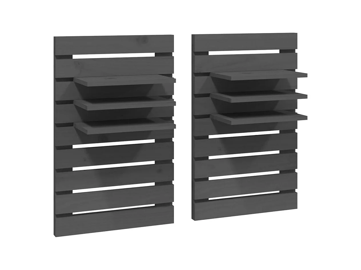 Mack  Étagères de chevet murales 2 pcs Gris Bois de pin massif