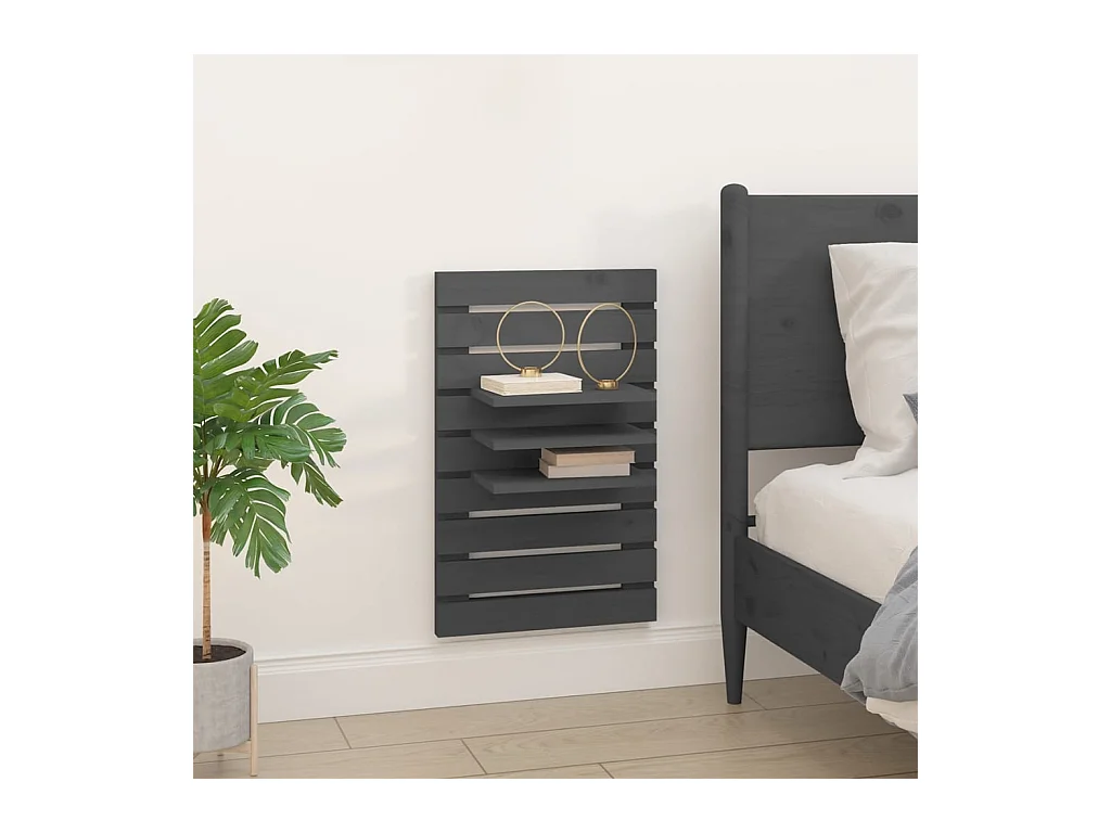 Mack  Étagères de chevet murales 2 pcs Gris Bois de pin massif