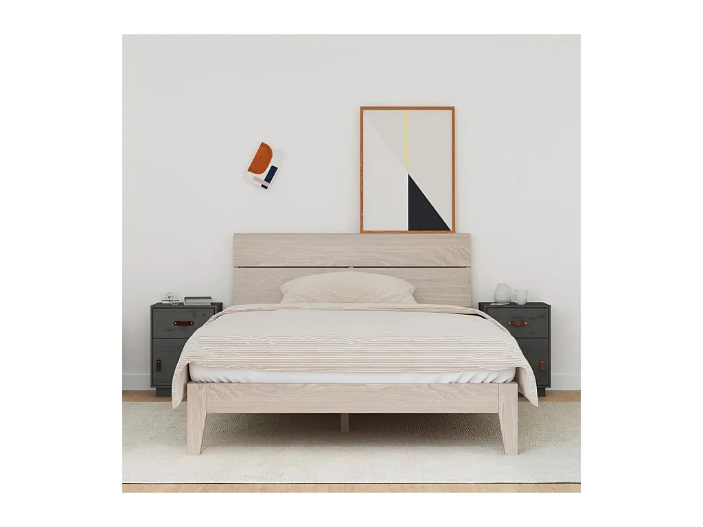 Yaldir  Tables de chevet 2 pcs Gris 40x34x55 cm Bois de pin massif