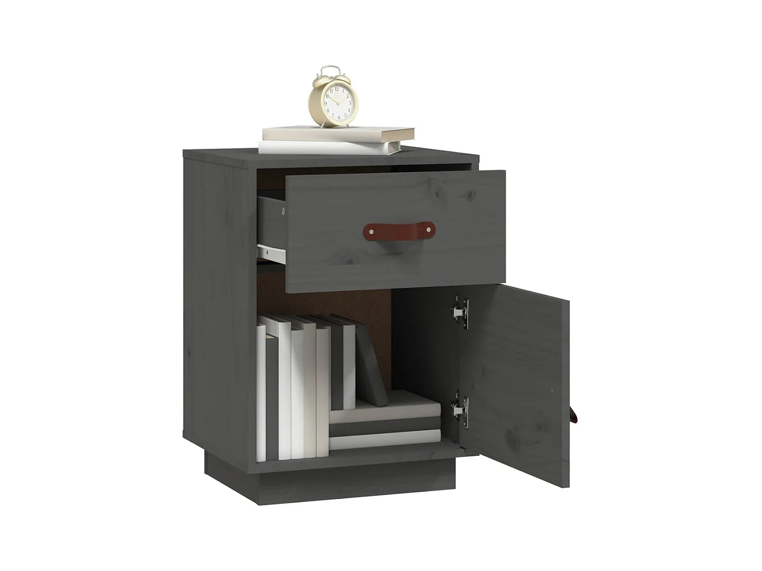 Yaldir  Tables de chevet 2 pcs Gris 40x34x55 cm Bois de pin massif