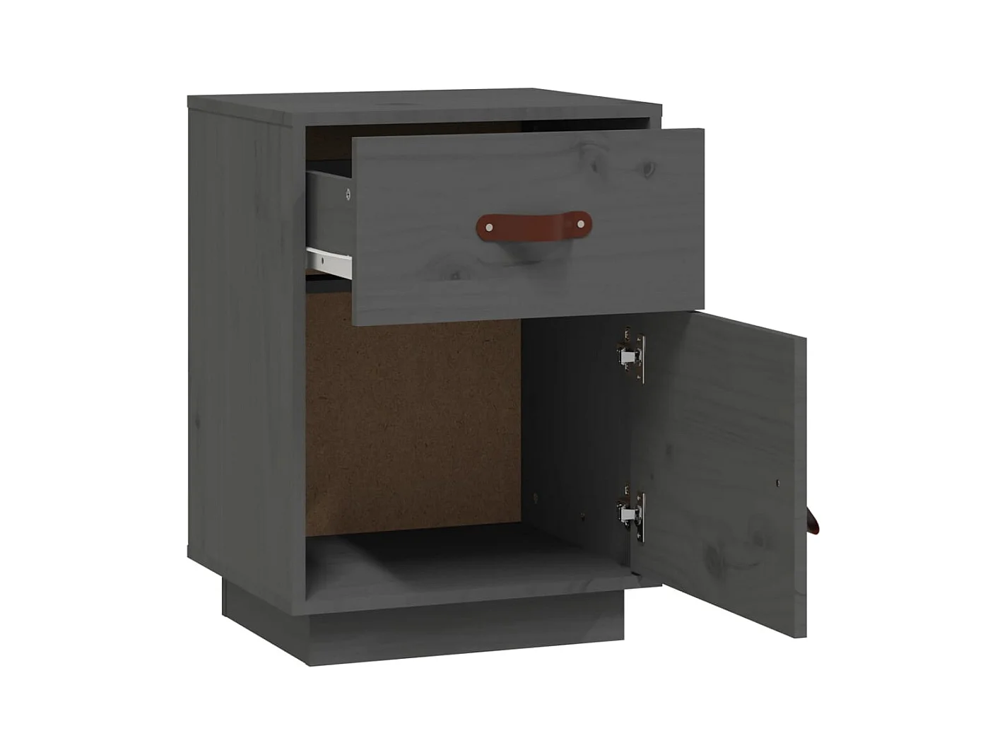 Yaldir  Tables de chevet 2 pcs Gris 40x34x55 cm Bois de pin massif