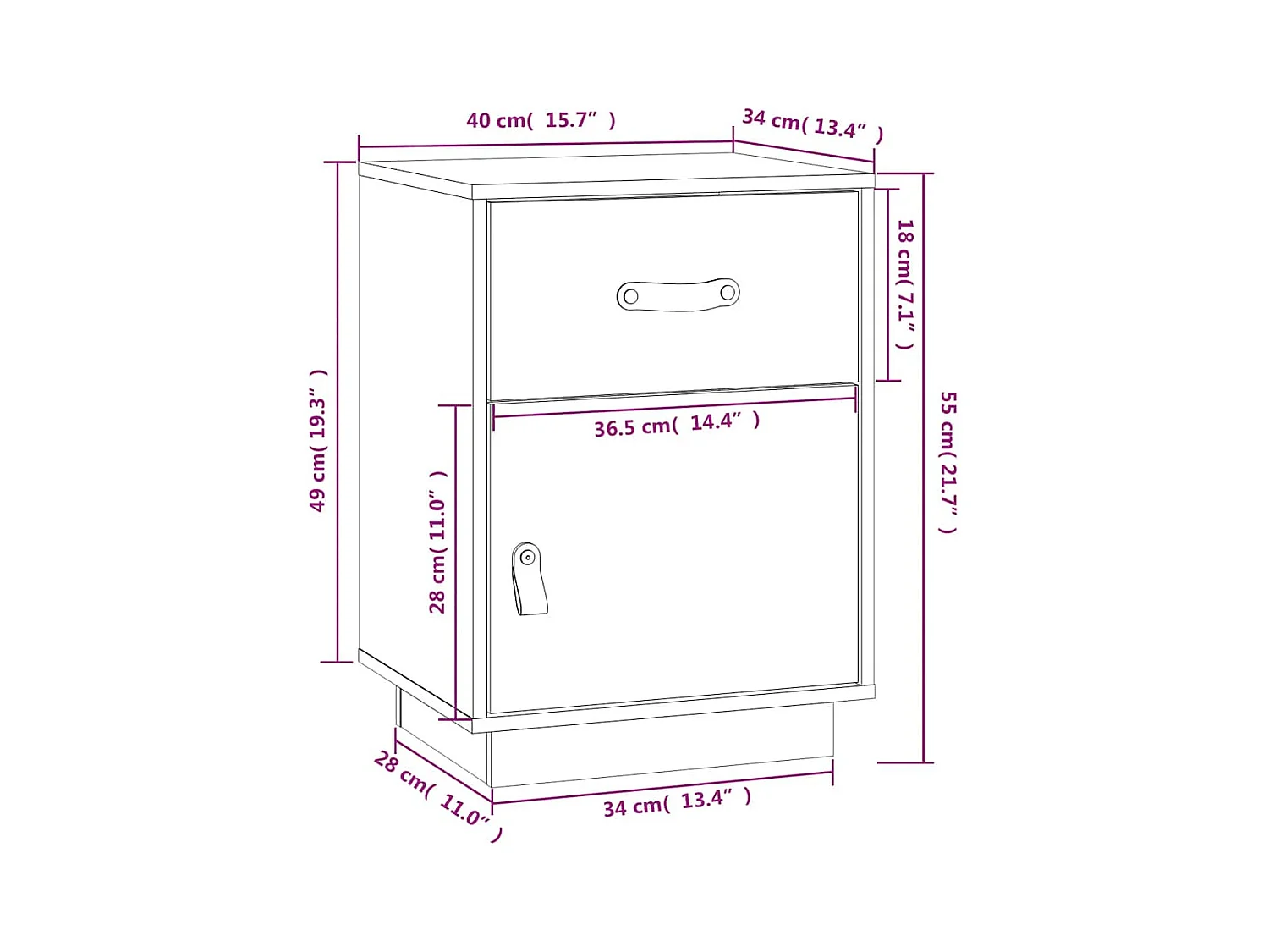 Yaldir  Tables de chevet 2 pcs Gris 40x34x55 cm Bois de pin massif