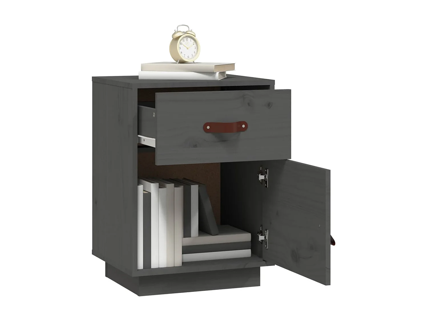 Yaldir  Mesitas de noche 2 uds madera maciza de pino gris 40x34x55 cm