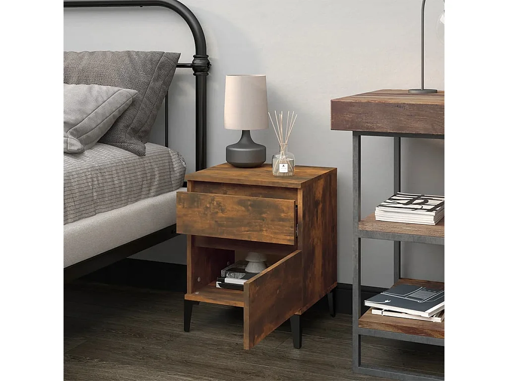 Ramløse  Table de chevet Chêne fumé 40x35x50 cm