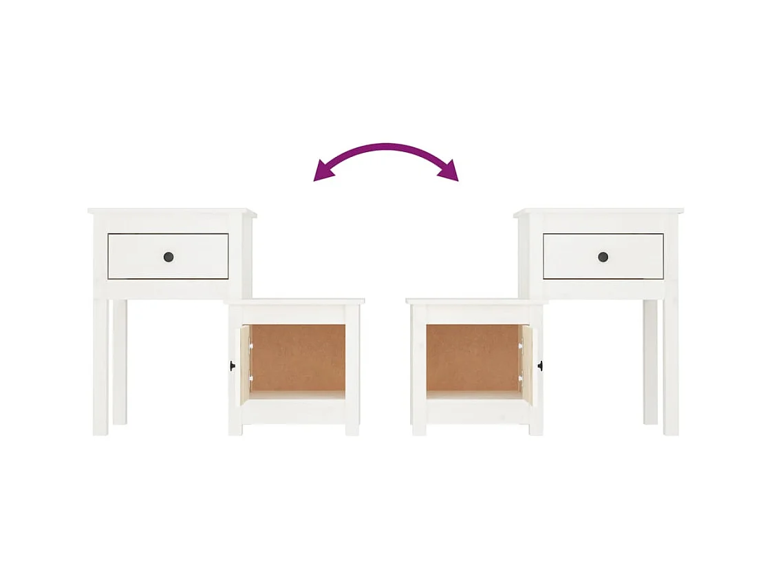 Bailey  Table de chevet Blanc 79,5x38x65,5 cm Bois de pin massif