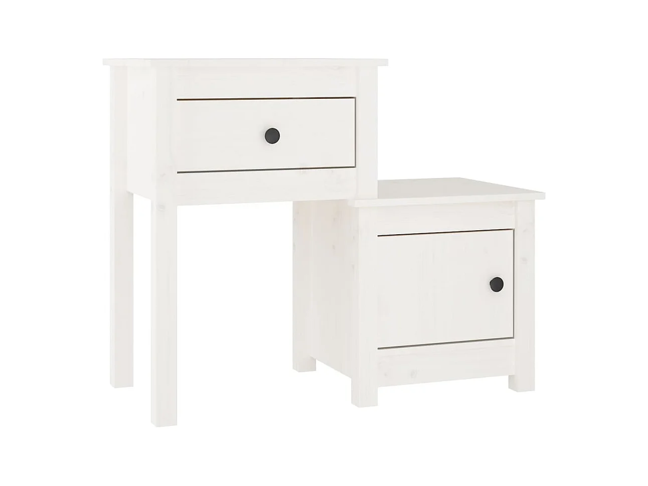 Bailey  Table de chevet Blanc 79,5x38x65,5 cm Bois de pin massif
