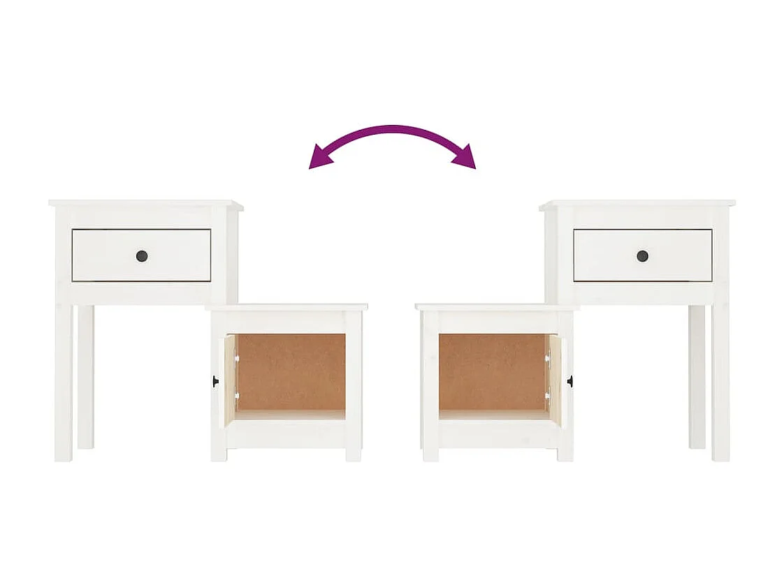 Bailey  Table de chevet Blanc 79,5x38x65,5 cm Bois de pin massif