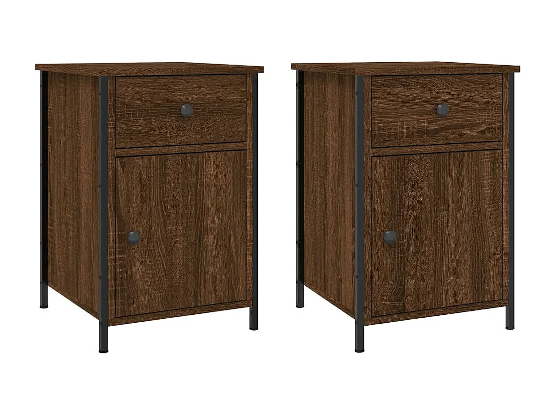 Qardir  Tables de chevet 2pcs Chêne marron 40x42x60cm Bois d'ingénierie