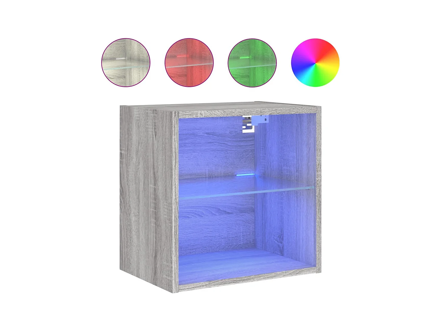 Hans  Table de chevet murale avec lumières LED sonoma gris