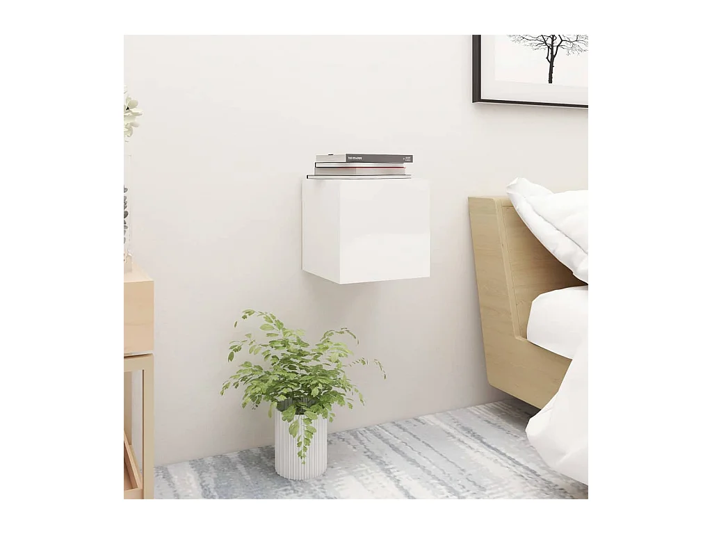 Tarpon Springs  Comodino Bianco Lucido 30,5x30x30 cm in Truciolato