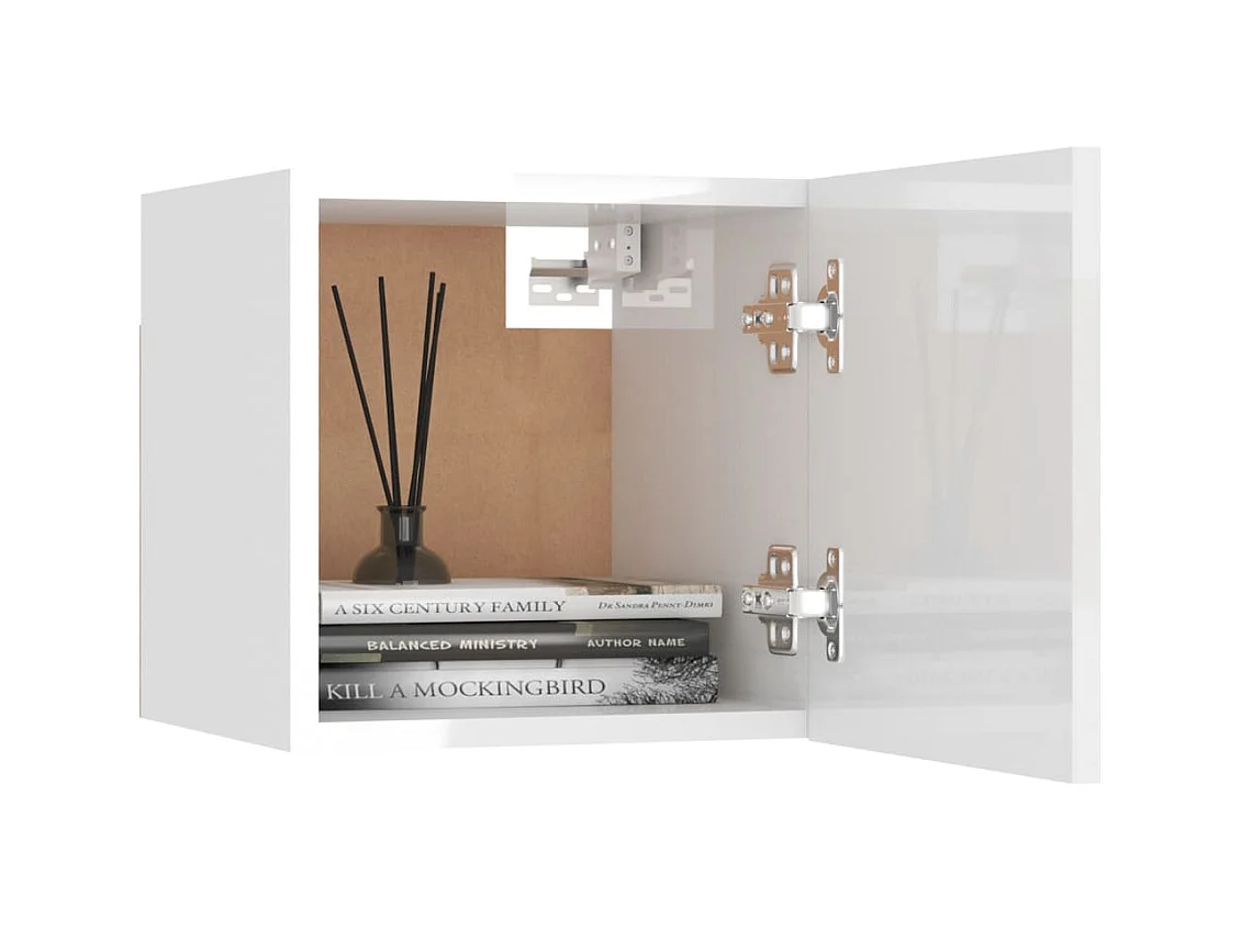 Tarpon Springs  Comodino Bianco Lucido 30,5x30x30 cm in Truciolato