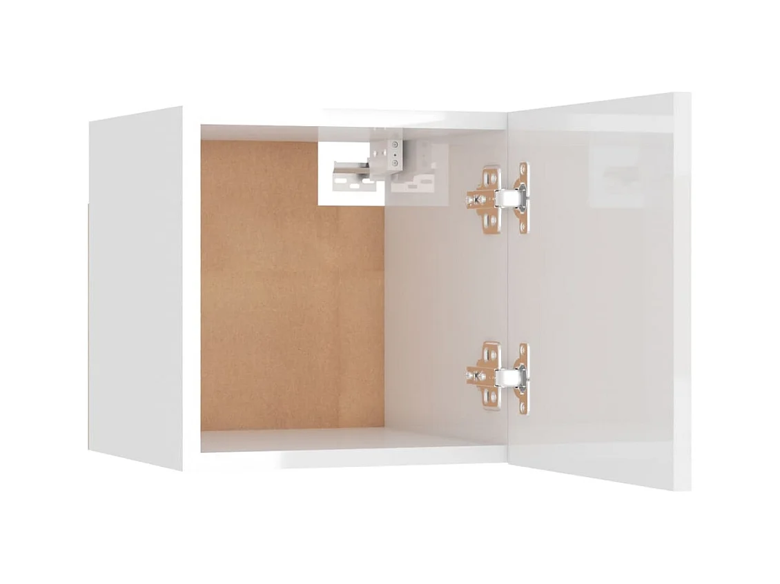 Tarpon Springs  Comodino Bianco Lucido 30,5x30x30 cm in Truciolato