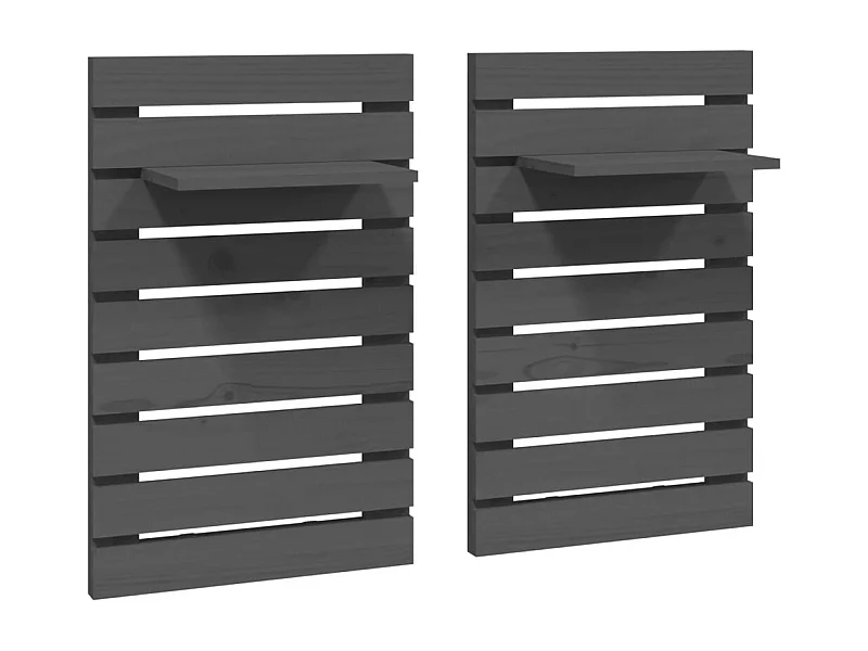 Abdeslam  Étagères de chevet murales 2 pcs Gris Bois de pin massif