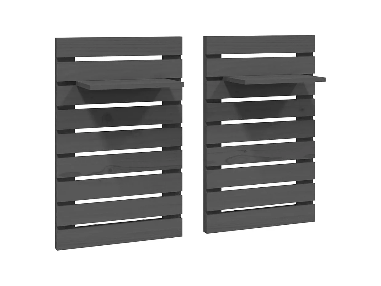 Abdeslam  Étagères de chevet murales 2 pcs Gris Bois de pin massif