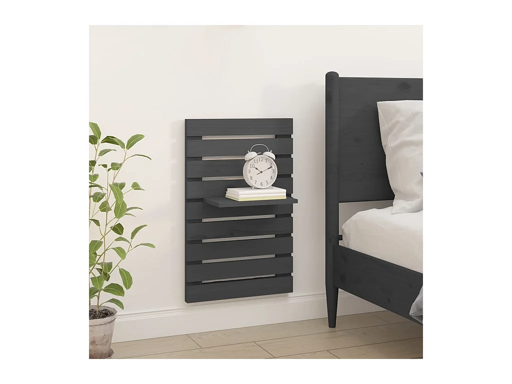 Abdeslam  Étagères de chevet murales 2 pcs Gris Bois de pin massif