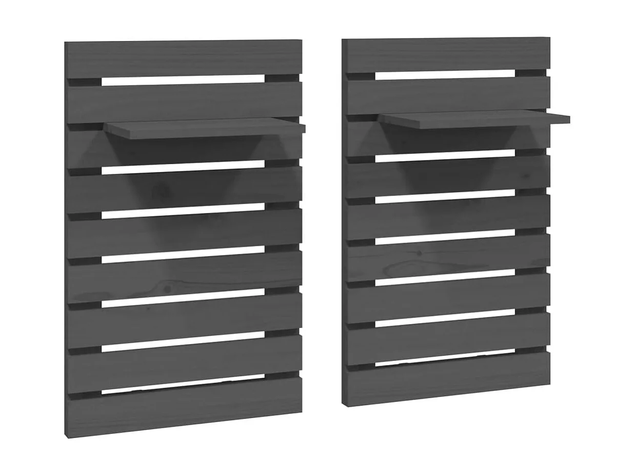Abdeslam  Étagères de chevet murales 2 pcs Gris Bois de pin massif