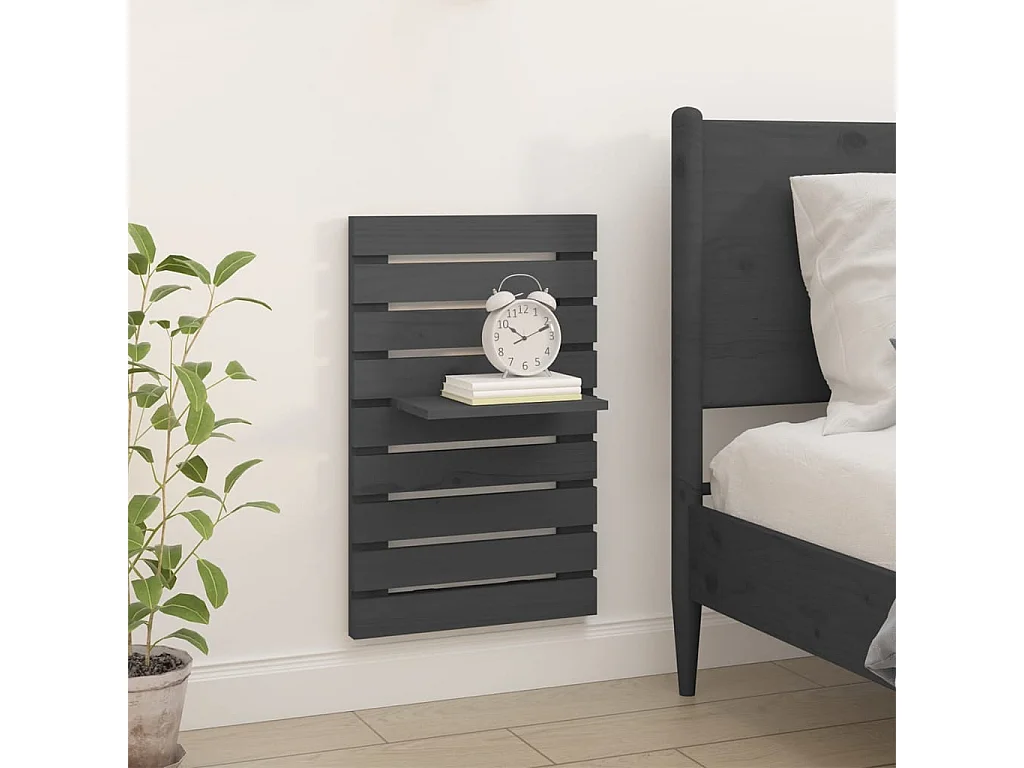 Abdeslam  Étagères de chevet murales 2 pcs Gris Bois de pin massif
