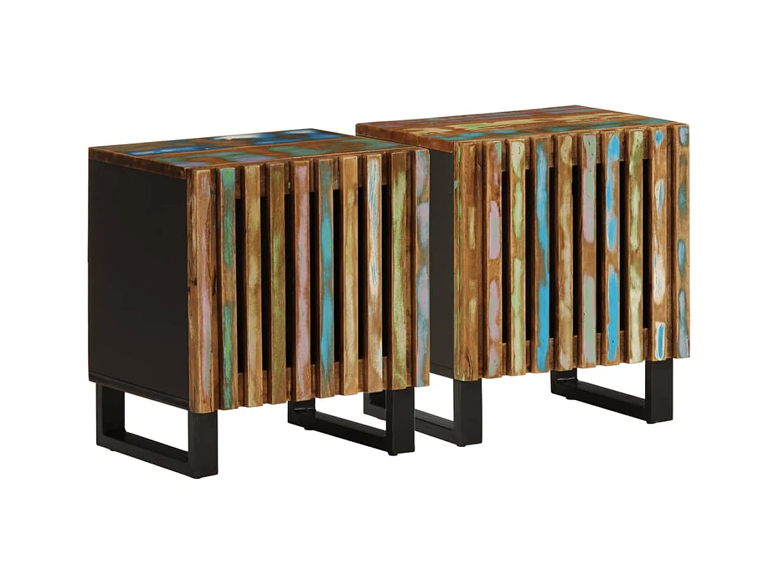 Bryral  Tables de chevet 2 pcs 40x34x46 cm bois massif de récupération