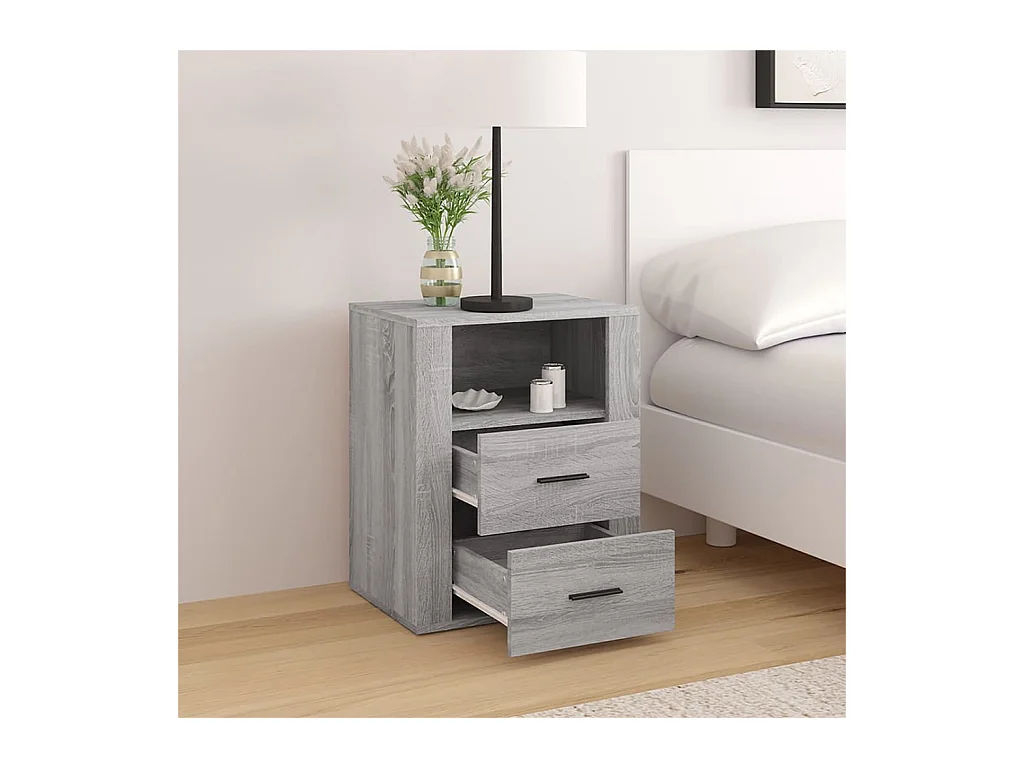 Josephine-Claire  Table de chevet Sonoma gris 50x36x60 cm Bois d'ingénierie