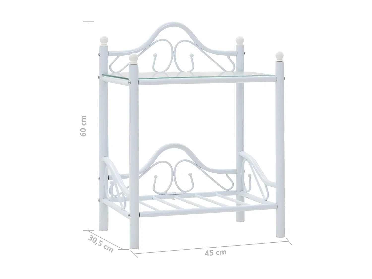 Xylith  Tables de chevet 2 pcs Acier et verre trempé 45x30,5x60cm Blanc